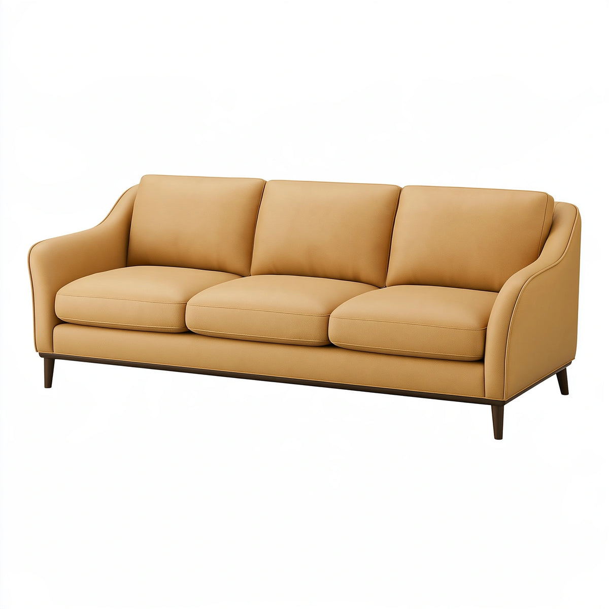 Canapé 3 places 210 x 90 x 85 cm aspect cuir camel style contemporain