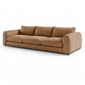 Canapé 3 places 230 cm tissu effet daim camel style contemporain