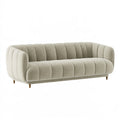 Canapé 2 places 180 cm en tissu bouclette beige style contemporain à dossier capitonné