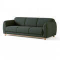 Canapé 3 places 220 cm en tissu vert avec pieds en bois style contemporain