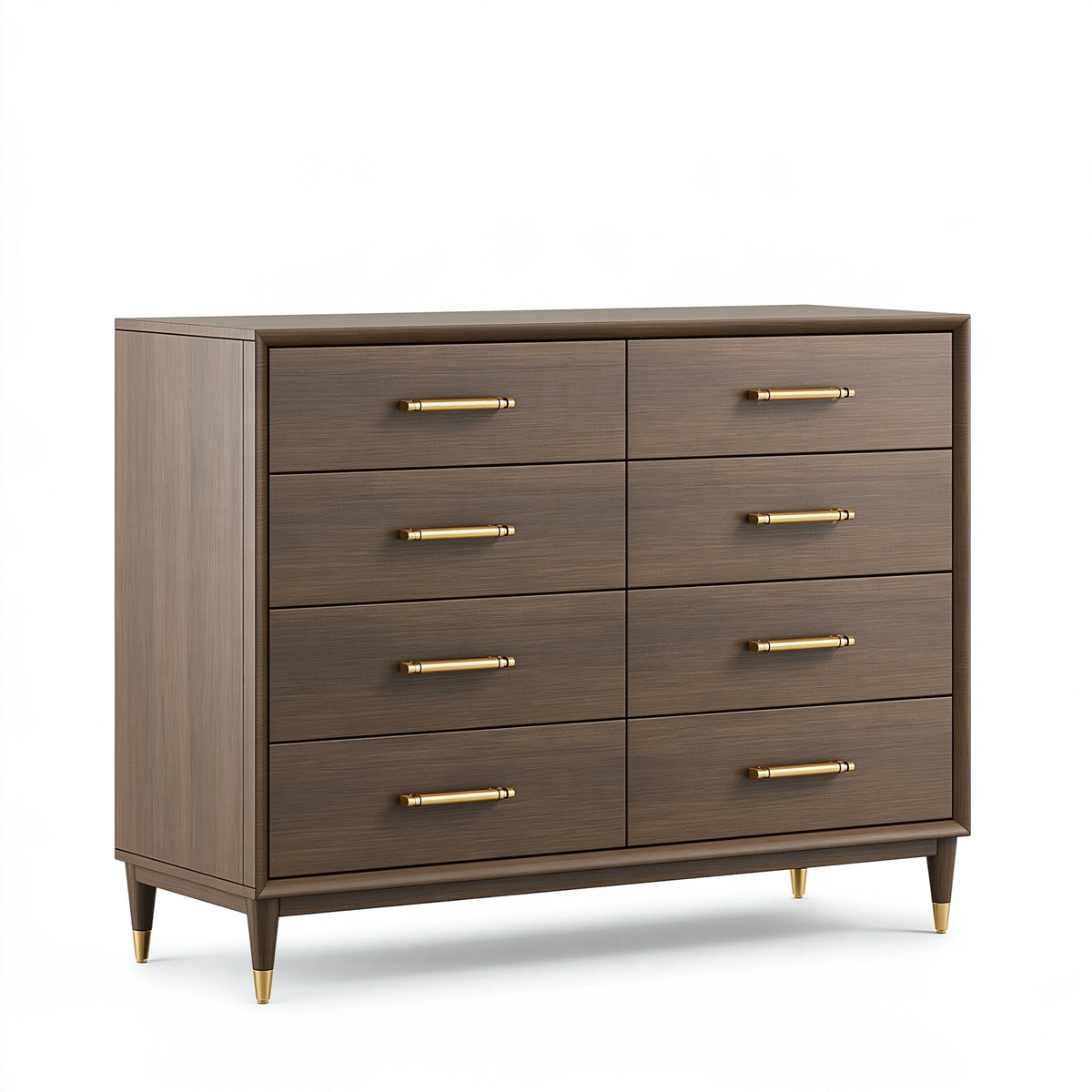 Commode 160 x 45 x 100 cm en bois brun à 8 tiroirs style contemporain