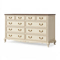 Commode 180 x 50 x 95 cm en bois beige et marron style classique à 10 tiroirs