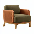 Fauteuil 82 x 78 x 86 cm tissu vert et revêtement synthétique brun style contemporain