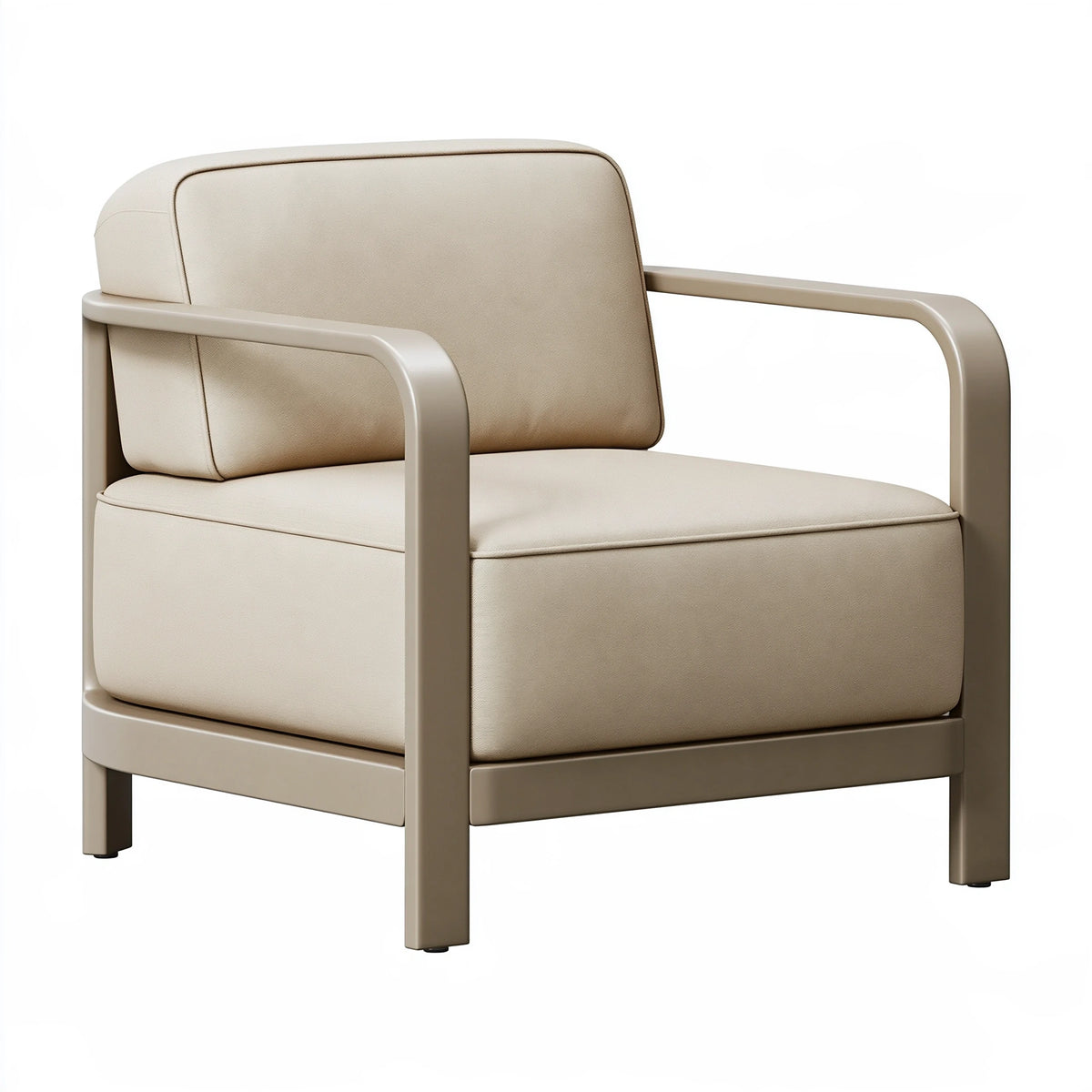 Fauteuil 76 x 78 x 82 cm en tissu beige avec structure métallique style contemporain