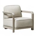 Fauteuil 75 x 80 x 82 cm en bois et tissu beige style contemporain