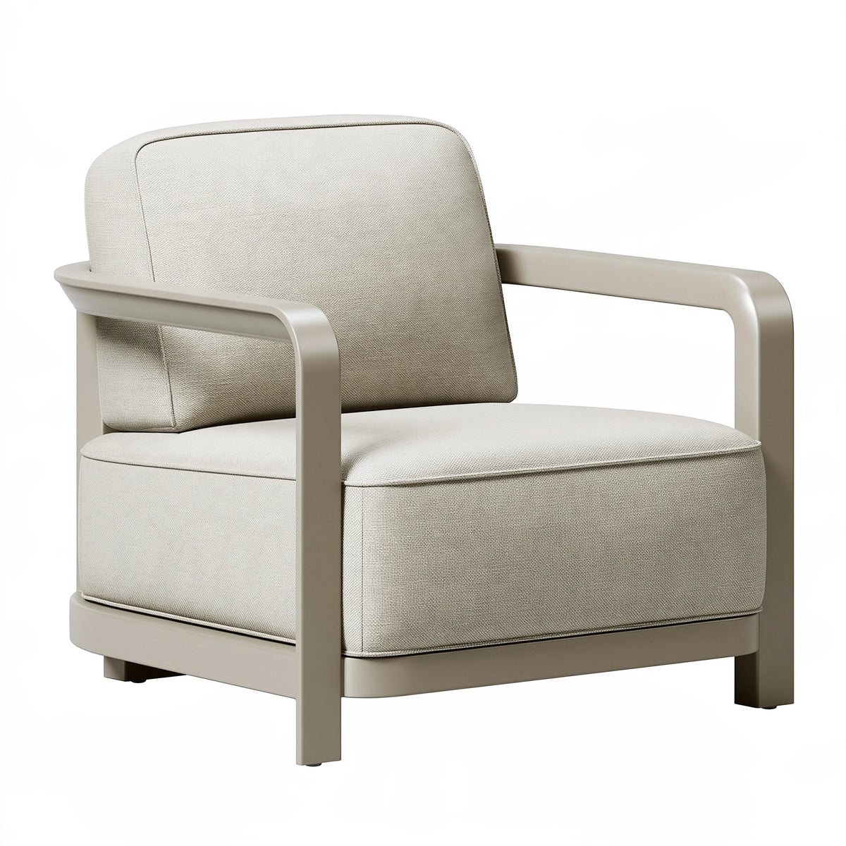 Fauteuil 75 x 80 x 82 cm en bois et tissu beige style contemporain