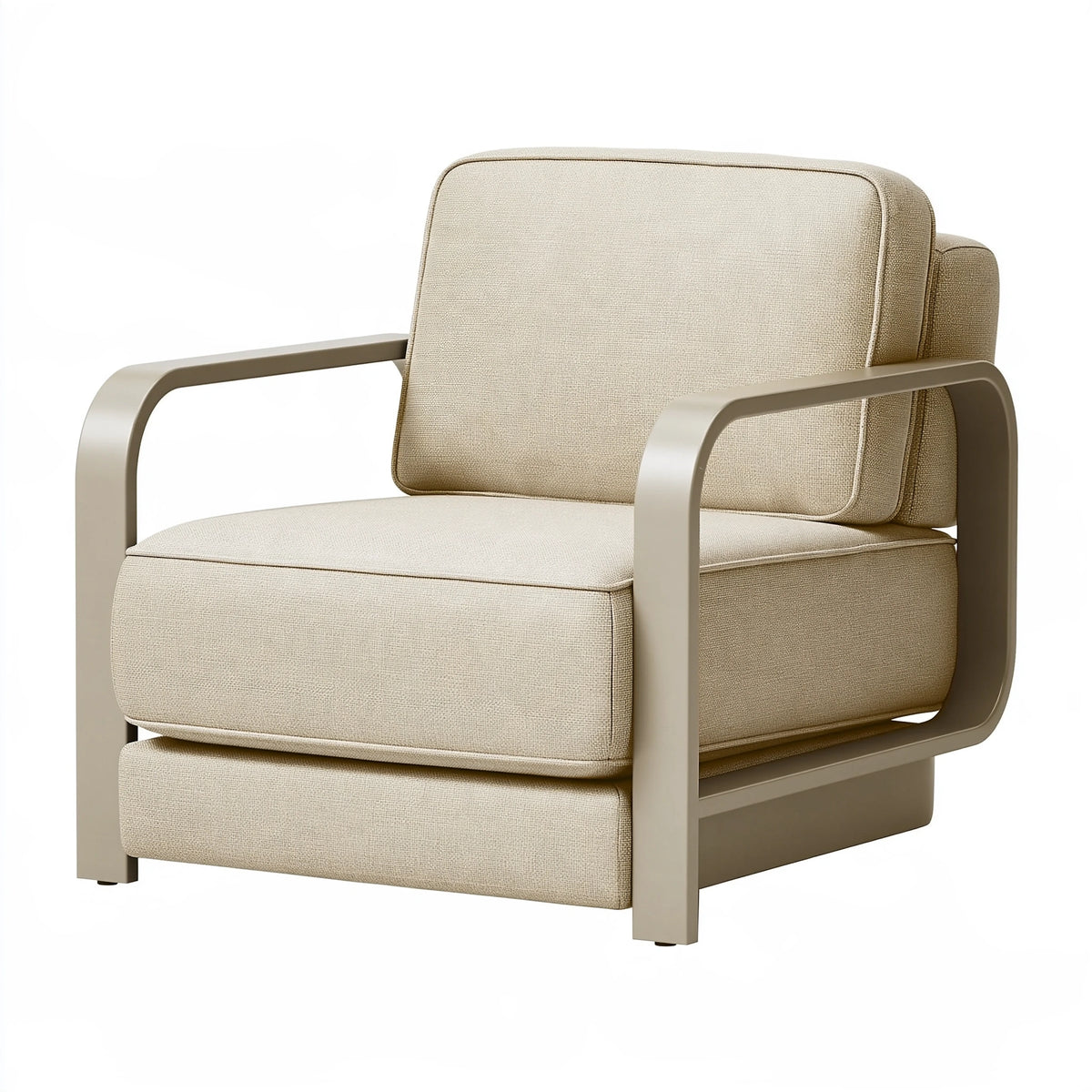 Fauteuil 78 x 82 x 86 cm en tissu beige avec structure métallique style contemporain