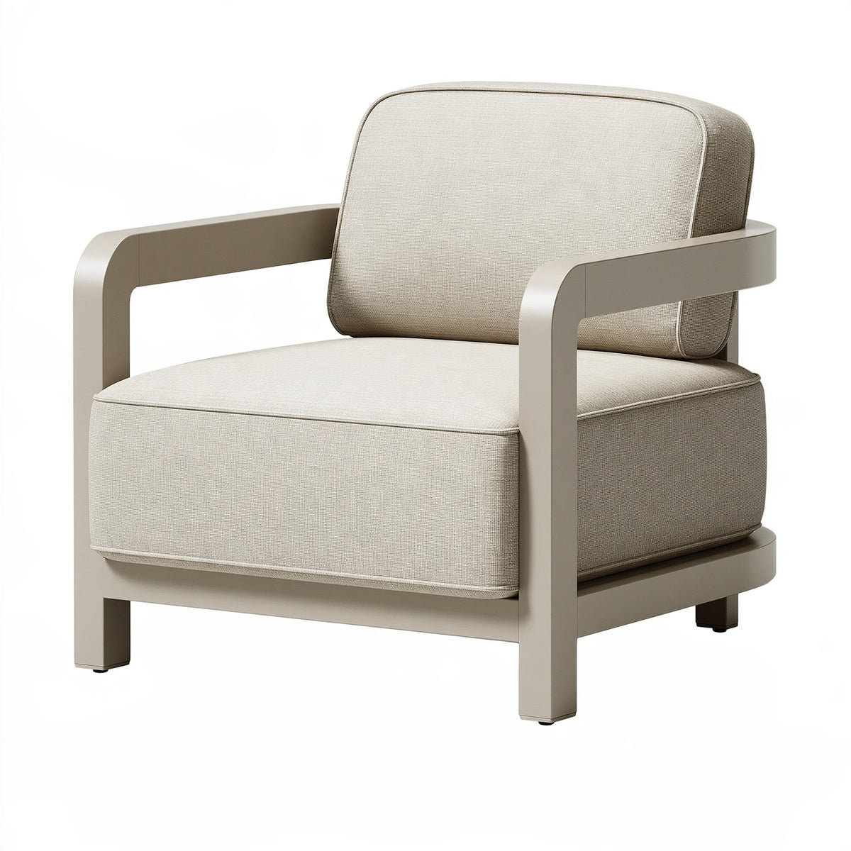 Fauteuil 75 x 80 x 85 cm en tissu beige avec structure rigide style contemporain