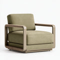 Fauteuil 80 x 84 x 86 cm en tissu vert olive et métal - style contemporain pour salon