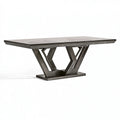 Table de salle à manger 200 x 100 cm en bois et verre fumé gris foncé style contemporain