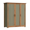 Armoire 3 portes 180 x 60 x 200 cm bois vert sauge style campagne rangement chambre