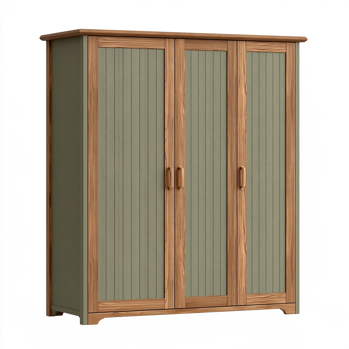 Armoire 3 portes 180 x 60 x 200 cm bois vert sauge style campagne rangement chambre